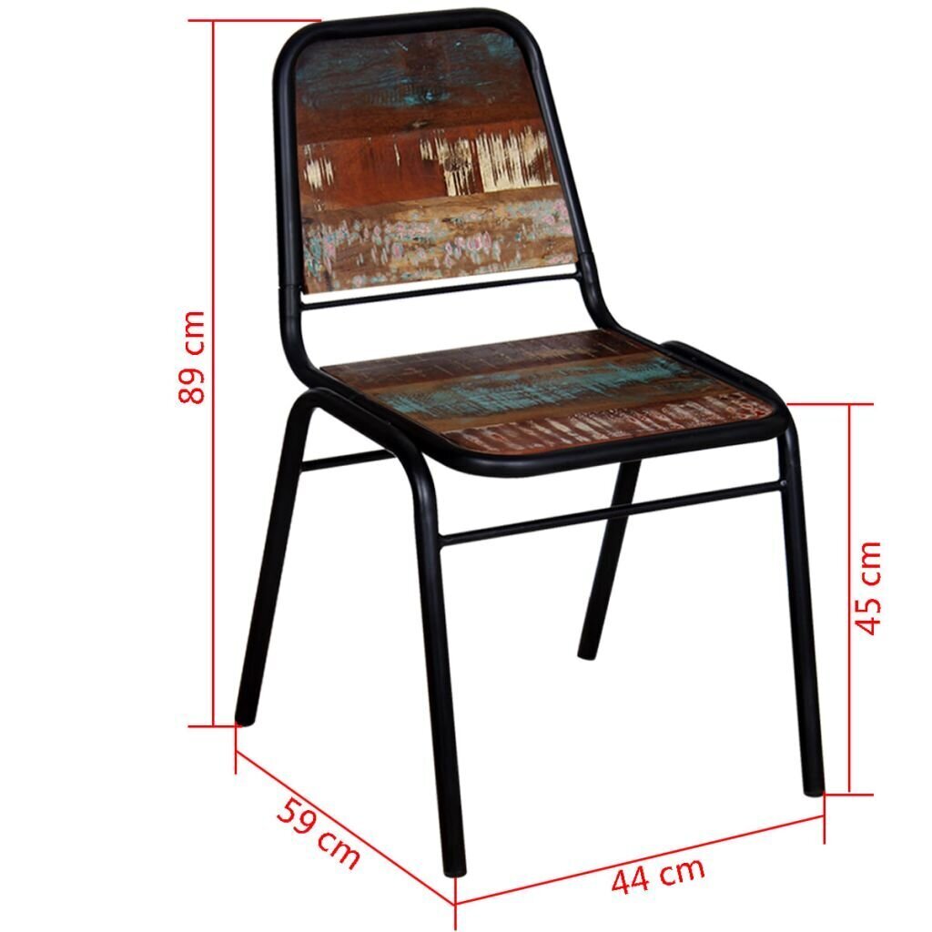 Ēdamistabas krēsli, 2 gab., pārstrādāta koksne, 44x59x89 cm cena un informācija | Virtuves un ēdamistabas krēsli | 220.lv