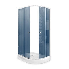 Dušas stūris Gotland Eko 120x80x195 cm, pelēks stikls, sēklais (12cm) paliktnis, hromēts profils , bez sifona,kreisais izpildījums cena un informācija | Dušas kabīnes | 220.lv