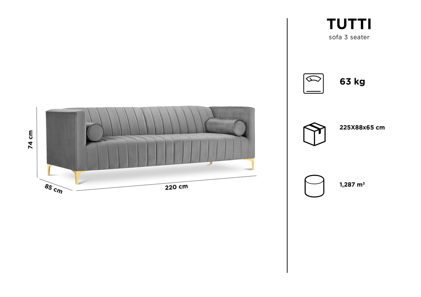 Dīvāns Kooko Home Tutti, gaiši zils/zeltainas krāsas cena un informācija | Dīvāni | 220.lv