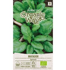 Шпинат огородный Matador Organic Way 3,0 г цена и информация | Семена овощей, ягод | 220.lv