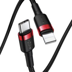 Baseus Cafule CATLKLF-91 USB-C -> Lightning Datu un Uzlādes vads 18W / PD 2.0 / 100 cm Melns - Sarkans cena un informācija | Savienotājkabeļi | 220.lv