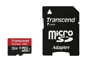 Transcend 32GB microSDHC UHS-I (10 klases) + SD adapteris цена и информация | Карты памяти для мобильных телефонов | 220.lv