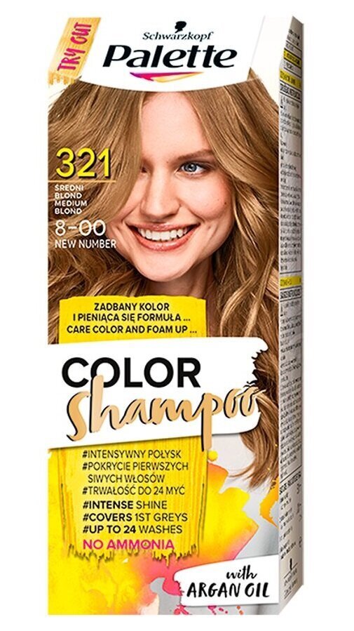 Krāsojošs matu šampūns Schwarzkopf Palette Color, 321 Medium Blond cena un informācija | Matu krāsas | 220.lv
