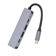 Fusion 5 in 1 Adapteris USB-C uz HDMI / 2 x USB 3.0 / 2 x USB-C Sudraba cena un informācija | Adapteri un USB centrmezgli | 220.lv