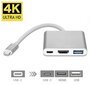 Fusion (3 in 1) USB-C Multiport Adapteris / USB 3.0 / HDMI / USB-C / Sudraba cena un informācija | Adapteri un USB centrmezgli | 220.lv