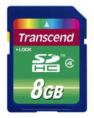 Transcend 8GB SDHC, 4 klase cena un informācija | Atmiņas kartes fotokamerām | 220.lv