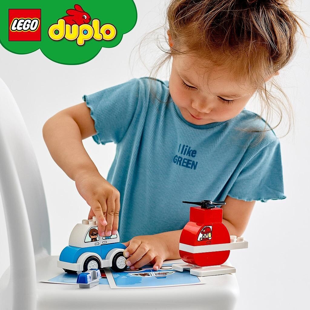 10957 LEGO® DUPLO Ugunsdzēsības helikopters un policijas automašīna cena un informācija | Konstruktori | 220.lv