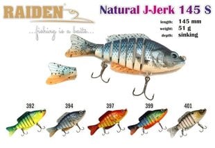Воблер Raiden Natural J-Jerk 145 51G 392 цена и информация | Воблеры, приманки, блесны | 220.lv