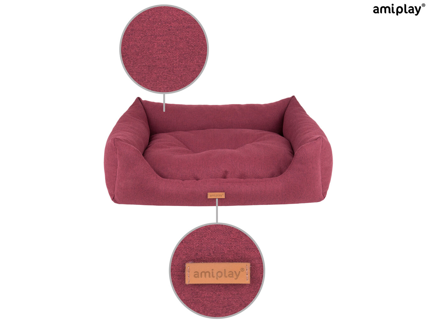 Amiplay guļvieta Sofa Montana Burgundy M, 68x56x18 cm cena un informācija | Suņu gultas, spilveni, būdas | 220.lv