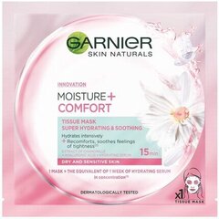 Nomierinoša loksnes sejas maska Garnier Moisture + Comfort 32 g, SA28GR C91 cena un informācija | Sejas maskas, acu maskas | 220.lv