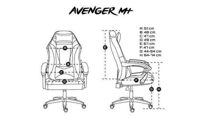 Spēļu krēsls Fury Avenger M+, melns/balts cena un informācija | Biroja krēsli | 220.lv