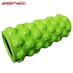 Валик для фитнеса - массажный ролик SportVida EVA (33 см длина / 13 см диаметр), зеленый цена и информация | Аксессуары для массажа | 220.lv
