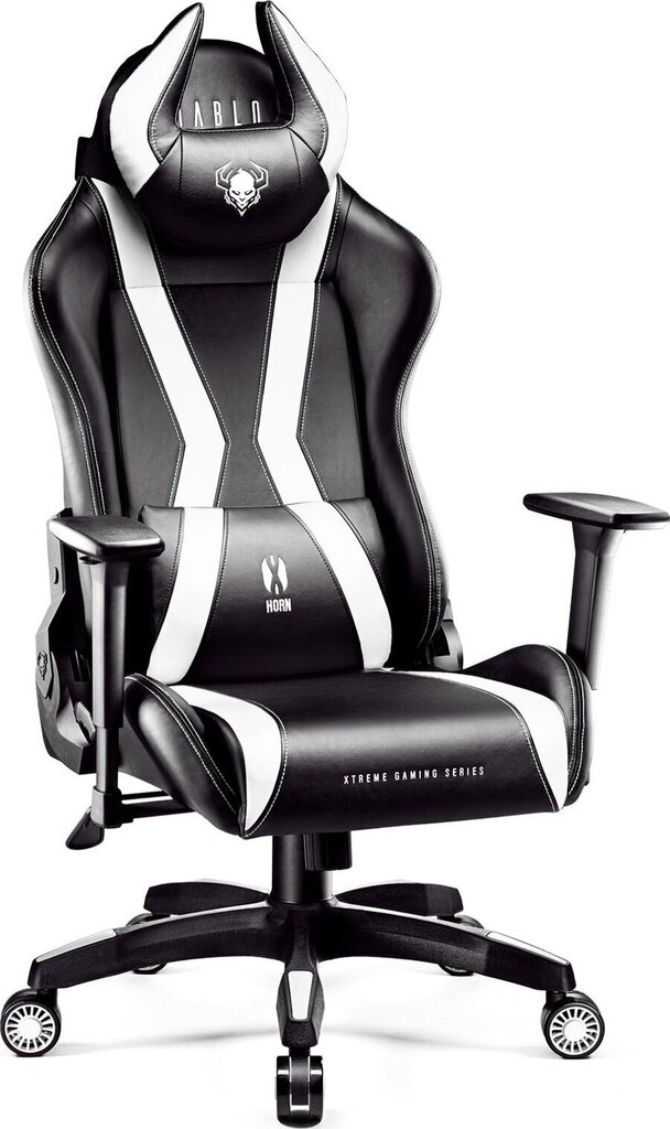 Spēļu krēsls Diablo Chairs X-Horn 2.0, melns/balts (L izmērs) cena un informācija | Biroja krēsli | 220.lv