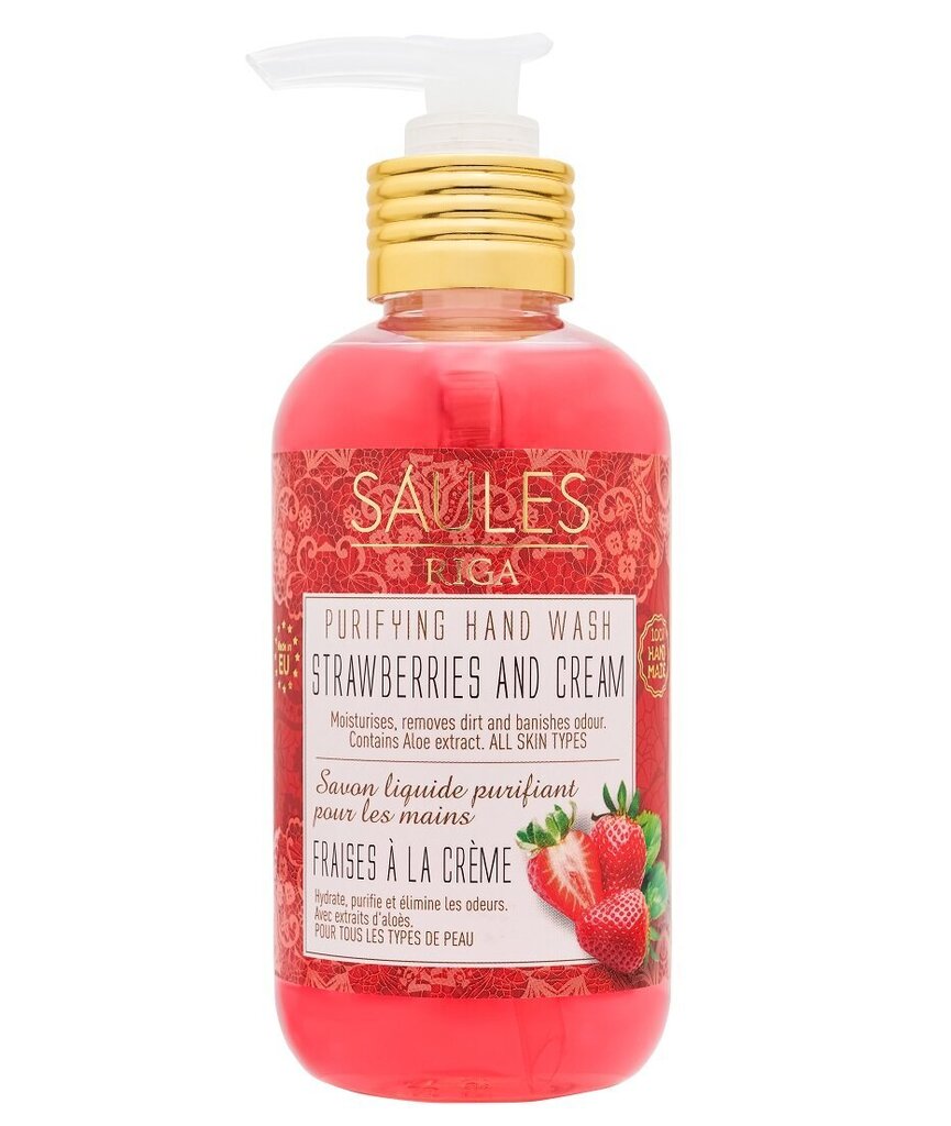 Šķidrās roku ziepes STRAWBERRIES AND CREAM, Saules Fabrika, 200 ml цена и информация | Ziepes | 220.lv