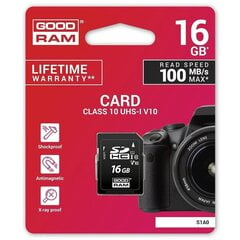 Goodram SDHC 16GB Class 10/UHS 1 cena un informācija | Atmiņas kartes mobilajiem telefoniem | 220.lv