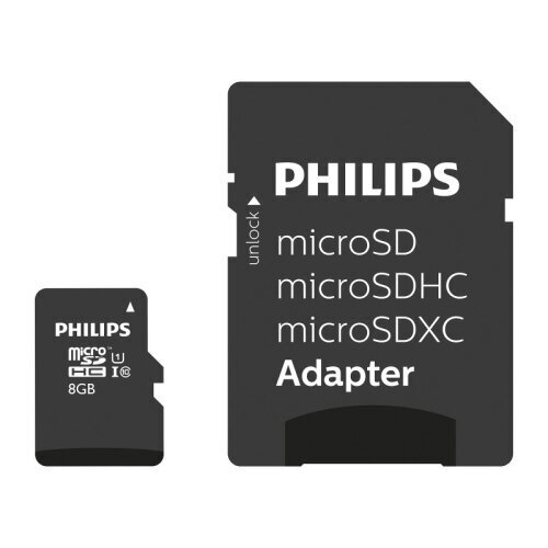 Philips MICROSDHC 8GB CLASS 10/UHS 1 + ADAPTER cena un informācija | Atmiņas kartes mobilajiem telefoniem | 220.lv