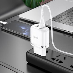 Сетевая зарядка Hoco N4 + microUSB кабель (2.4A), чёрные цена и информация | Зарядные устройства для телефонов | 220.lv