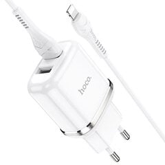 Сетевая зарядка HOCO N4 c 2 USB + Lightning  (2.4A), белая цена и информация | Зарядные устройства для телефонов | 220.lv
