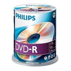Philips DVD-R 4.7GB CAKE BOX 100 cena un informācija | Vinila plates, CD, DVD | 220.lv