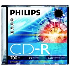 PHILIPS CD-R 80 700MB Jewel Case, balti, apdrukāšanai cena un informācija | Cieto disku somas un apvalki | 220.lv