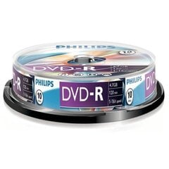 Philips DVD-R 4.7GB CAKE BOX 10 cena un informācija | Vinila plates, CD, DVD | 220.lv