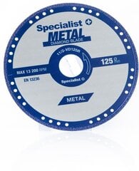 Dimanta griešanas disks metālam 125x1,5x22,23 mm cena un informācija | Rokas instrumenti | 220.lv