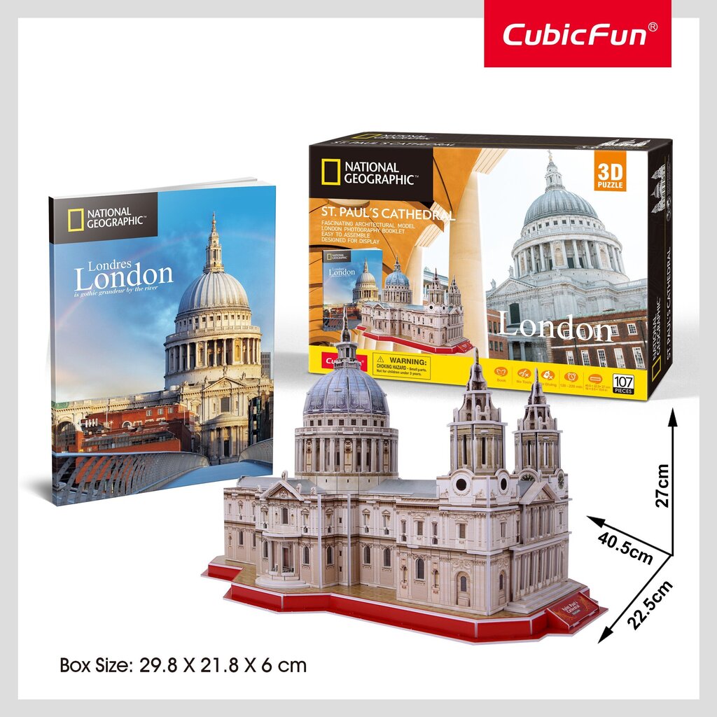 3D puzle CubicFun National Geographic Londonas Sv. Pāvila katedrāle, 107d. цена и информация | Puzles, 3D puzles | 220.lv