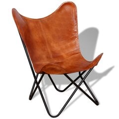 Tauriņa formas krēsls, dabīgā āda, brūns цена и информация | Кресла в гостиную | 220.lv