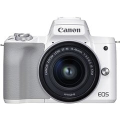 Canon EOS M50 Mark II EF-M 15-45mm IS STM Kit White cena un informācija | Digitālās fotokameras | 220.lv