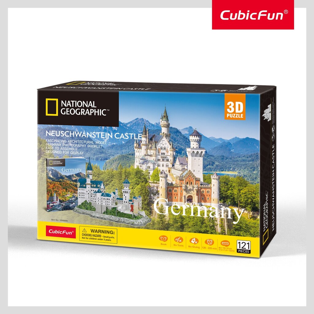 3D puzle CubicFun National Geographic Vācijas Noišvanšteinas pils, 121 d. cena un informācija | Puzles, 3D puzles | 220.lv
