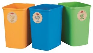 Atkritumu spaiņu bez vāka komplekts Deco Flip Bin 3x25L, zils/zaļš/dzeltens цена и информация | Мусорные баки | 220.lv