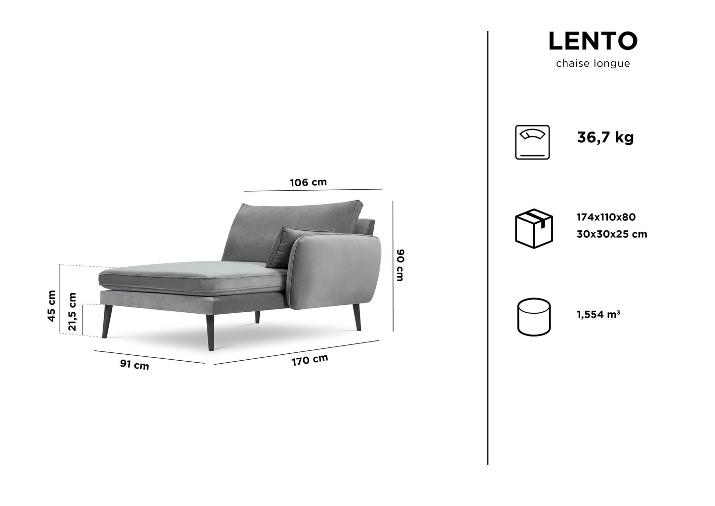 Kušete Kooko Home Lento, gaiši zila/melna cena un informācija | Dīvāni | 220.lv