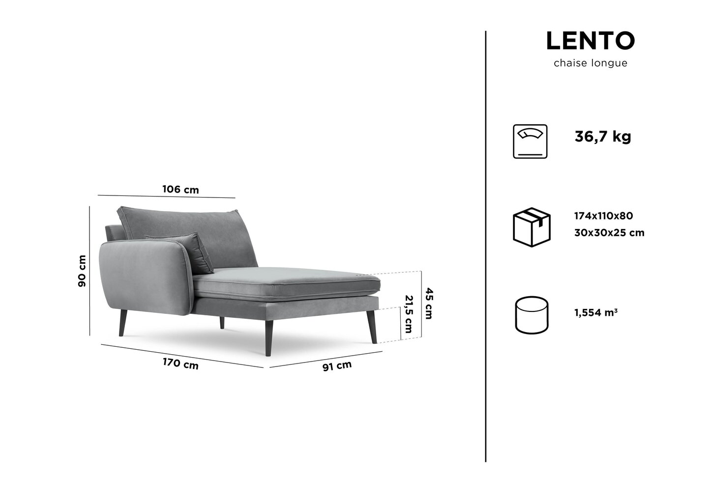 Kušete Kooko Home Lento, zila/melna cena un informācija | Dīvāni | 220.lv