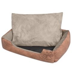 Лежак для собаки с подушкой, PU, искусственная кожа, размер L, песочный цена и информация | Лежаки, домики | 220.lv