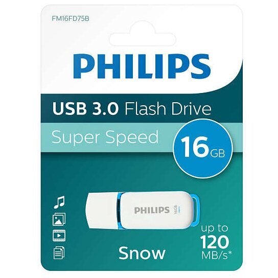 USB flash Philips 16GB USB 3.0 Snow Edition Balta/Zila цена и информация | USB Atmiņas kartes | 220.lv