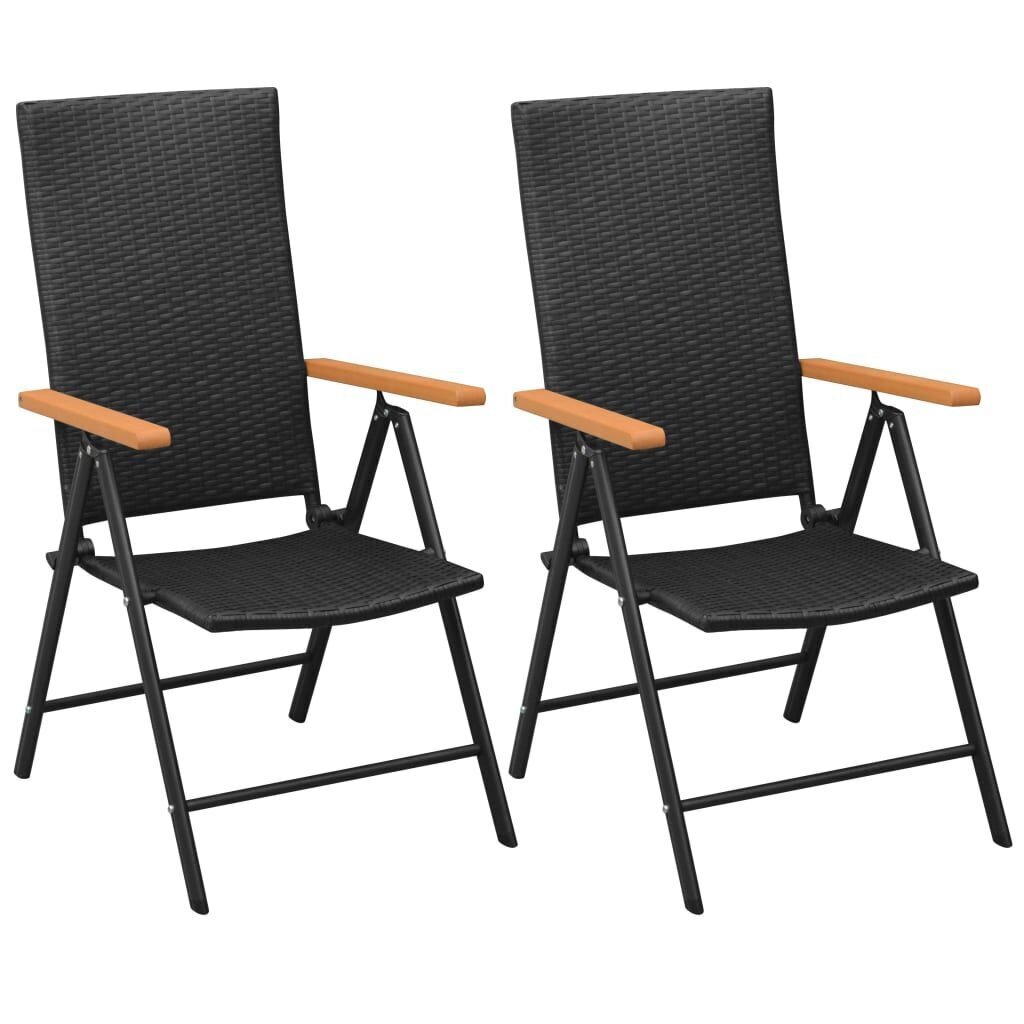 Dārza krēsli, 2 gab., Poliretāns, alumīnijs, melns cena un informācija | Dārza krēsli | 220.lv