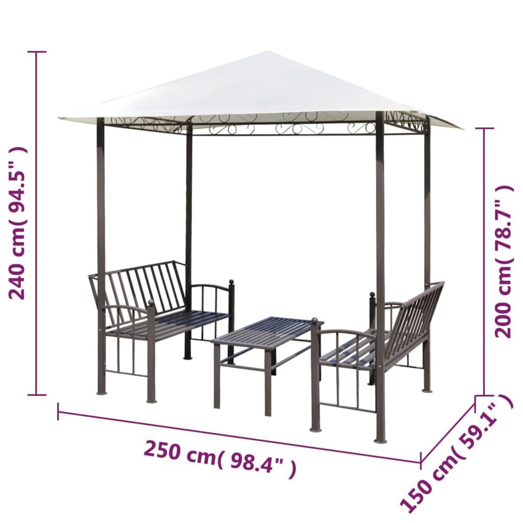 Dārza paviljons ar galdu un soliņiem, 2,5x1,5x2,4m cena un informācija | Dārza nojumes un lapenes | 220.lv