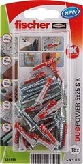 дюбеля и шурупы Fischer duopower дюбеля и шурупы 18 штук (5 x 25 mm) цена и информация | Крепежные изделия | 220.lv