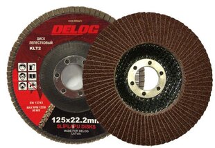 Vēdekļveida slīpēšanas disks DELOG 125x22,2, P100 цена и информация | Механические инструменты | 220.lv