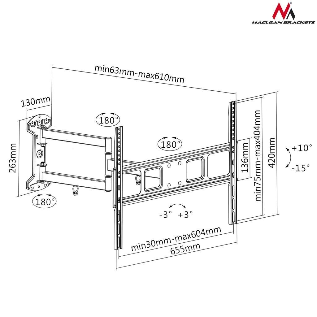 Maclean MC-798 37-70” цена и информация | TV kronšteini | 220.lv