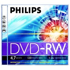 Philips DVD-RW 4.7 GB JEWEL CASE cena un informācija | Vinila plates, CD, DVD | 220.lv