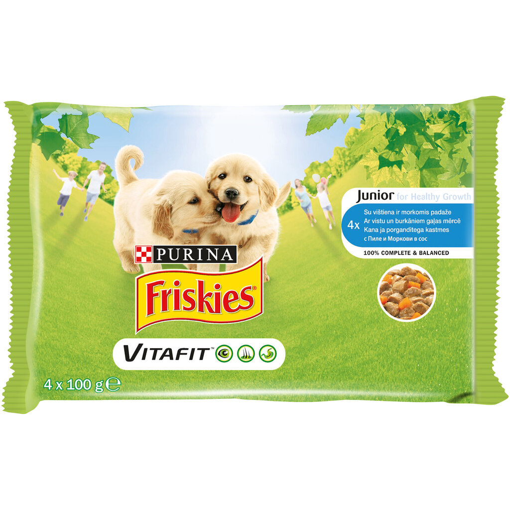 Konservi suņiem FRISKIES JUNIOR 4*100g cena un informācija | Konservi suņiem | 220.lv