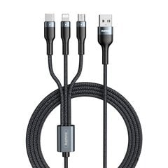 Universāls lādētājs Remax RC-070th black 3in1 USB - Lightning / USB Type C / micro USB 1.2 m, melns cena un informācija | Savienotājkabeļi | 220.lv