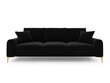 Četrvietīgs dīvāns Mazzini Sofas Madara, melns/zeltainas krāsas cena un informācija | Dīvāni | 220.lv