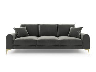 Četrvietīgs dīvāns Mazzini Sofas Madara, tumši pelēks/zeltainas krāsas cena un informācija | Dīvāni | 220.lv