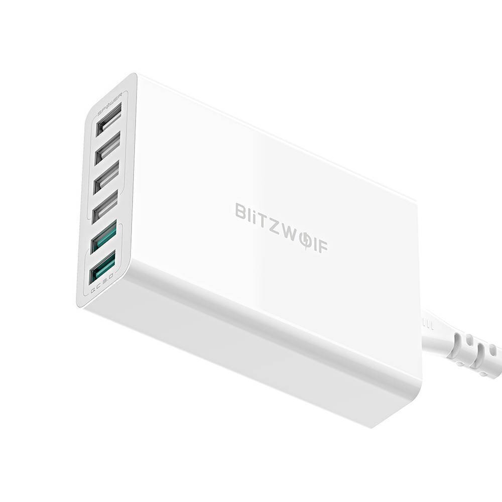 Tīkla lādētājs BlitzWolf BW-S15 6 x USB / 60W / 4.8A / Quick Charge 3.0, balts cena un informācija | Lādētāji un adapteri | 220.lv