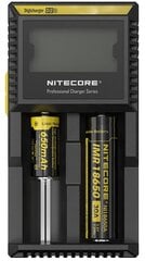 Универсальное зарядное устройство NITECORE D2 EU IMR \ Li-ion \ LiFePO4 \ Ni-MH \ Ni-Cd (AA, AAA, AAAA, C) цена и информация | Зарядные устройства для элементов питания | 220.lv