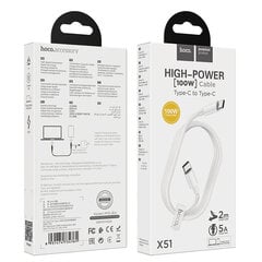 USB cable Hoco X51 c Type-C на Type-C 20V 5A 100W, 1.0 м белый цена и информация | Кабели для телефонов | 220.lv