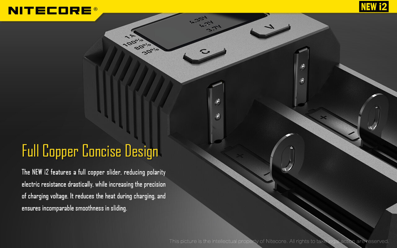 Universāls lādētājs NITECORE I2 IMR \ Li-ion \ Ni-MH \ Ni-Cd MR \ Li-ion \ LiFePO4 \ Ni-MH \ Ni-Cd (AA, AAA, AAAA, C) cena un informācija | Akumulatori, lādētāji un piederumi | 220.lv