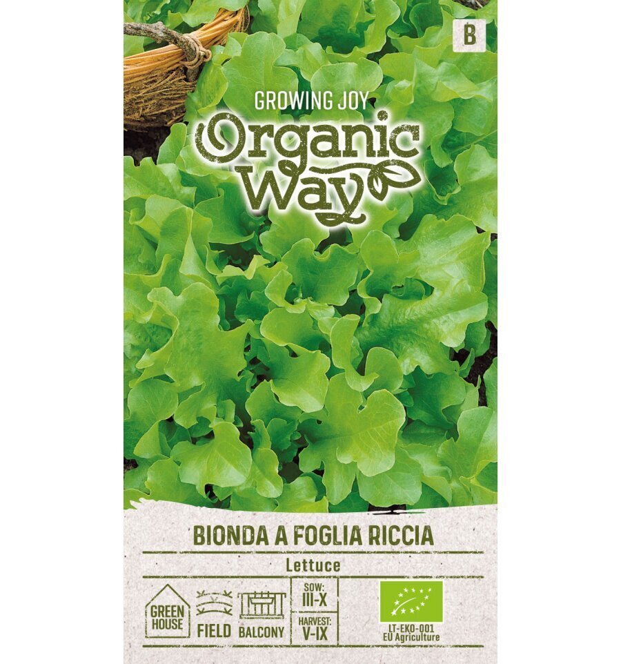 DĀRZA SALĀTI ORGANIC WAY BIONDA A FOGLIA RICCIA цена и информация | Dārzeņu, ogu sēklas | 220.lv